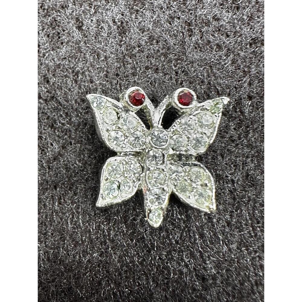 Vintage Small‎ Rhinestone Crystal Brooch Butterfly